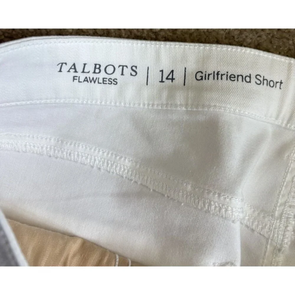 Talbots White Girlfriend Denim Shorts Size 14 Casual Preppy 9” Inseam NEW - Picture 3 of 5